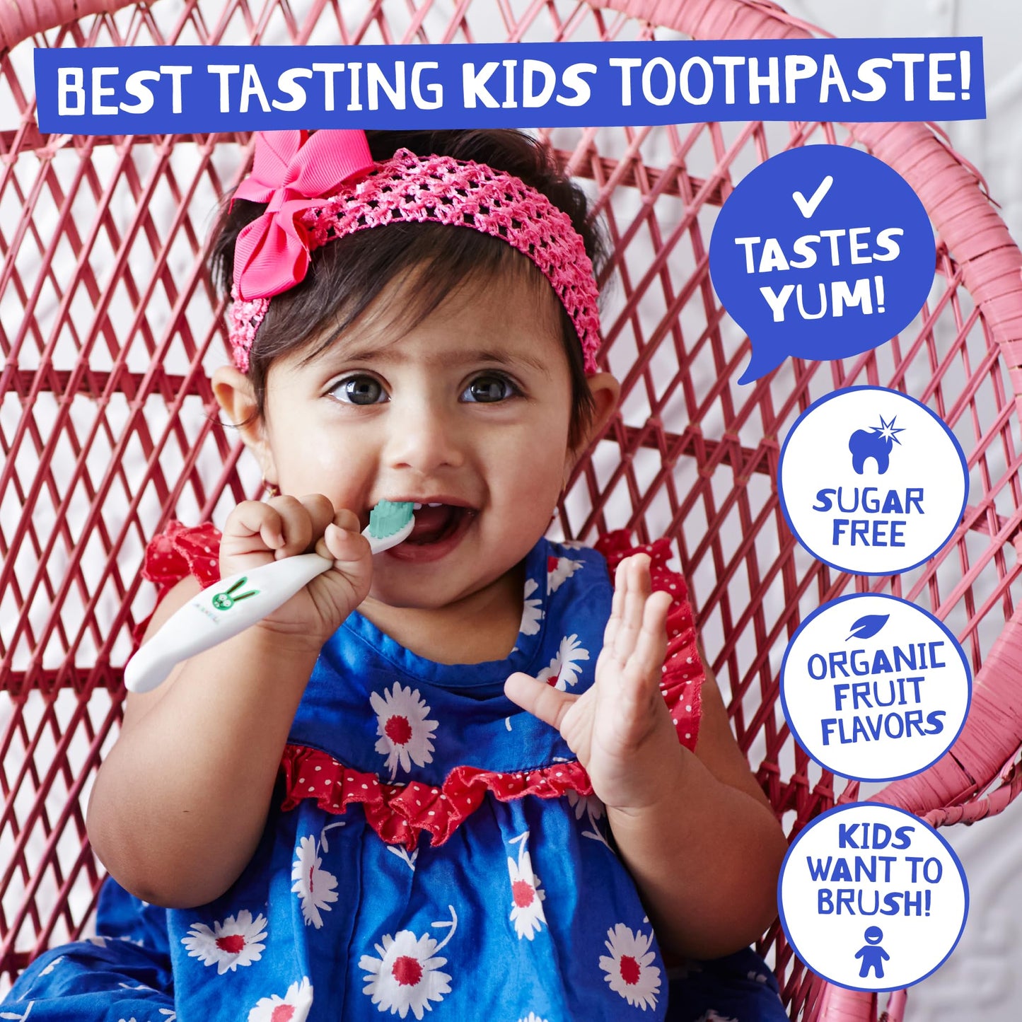 Jack N' Jill Natural Toddler Toothpaste for Baby, Kids and Infants 6 Months & Up, Fluoride Free Training Toothpaste for Toddlers 1-3, 40% Xylitol, BPA Free - Blueberry & Strawberry, 1.76 oz (4 Pack)