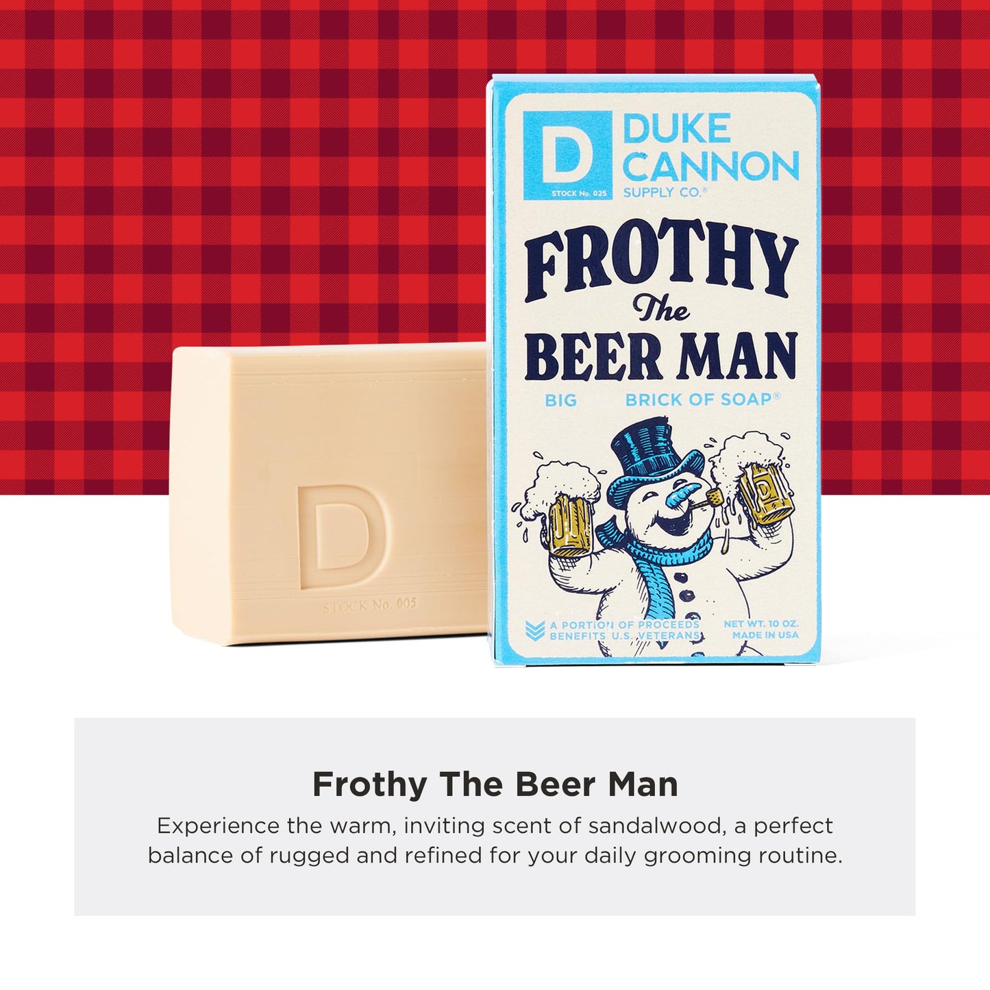 Duke Cannon Supply Co. Big Brick of Soap Bar for Men Holiday Edition | Frothy the Beer Man (Woodsy Sandalwood Scent) | Extra Large, Long-Lasting | Paraben & Cruelty-Free | Made in USA | 10 oz (3 Pack)
