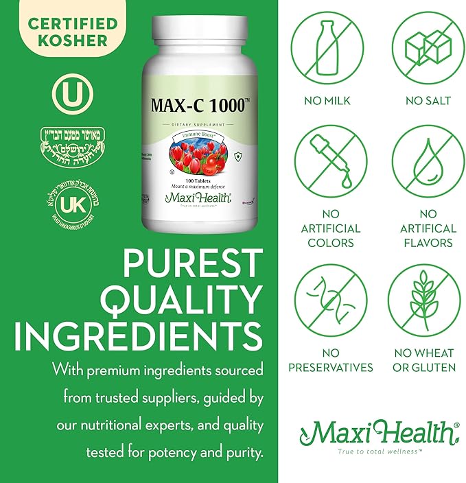 1000 mg Vitamin C - 1000mg Tablets Ultra High Absorption Formula - Gluten Free Kosher Dietary Non GMO Vitamin C Supplement for Immune Support - VIT C Vitamin C Tablets from Ascorbic Acid, 100 Count