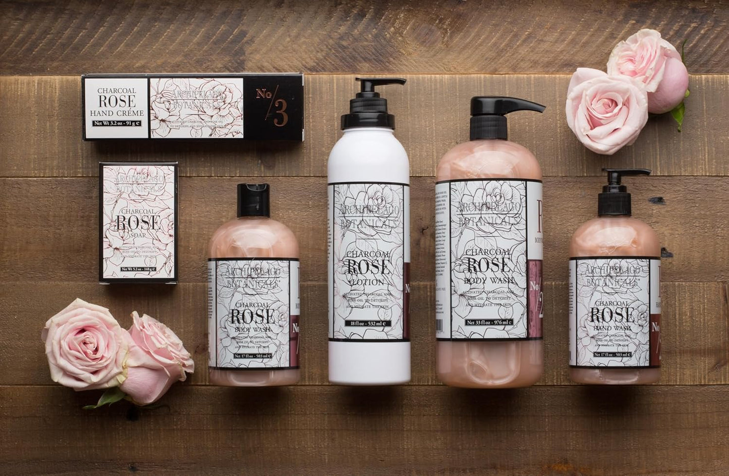 Archipelago Botanicals Charcoal Rose Lotion, Hydrating Charcoal & Rose Body Lotion for Soft & Smooth Skin, Paraben-Free, Phthalate-Free, 18 oz