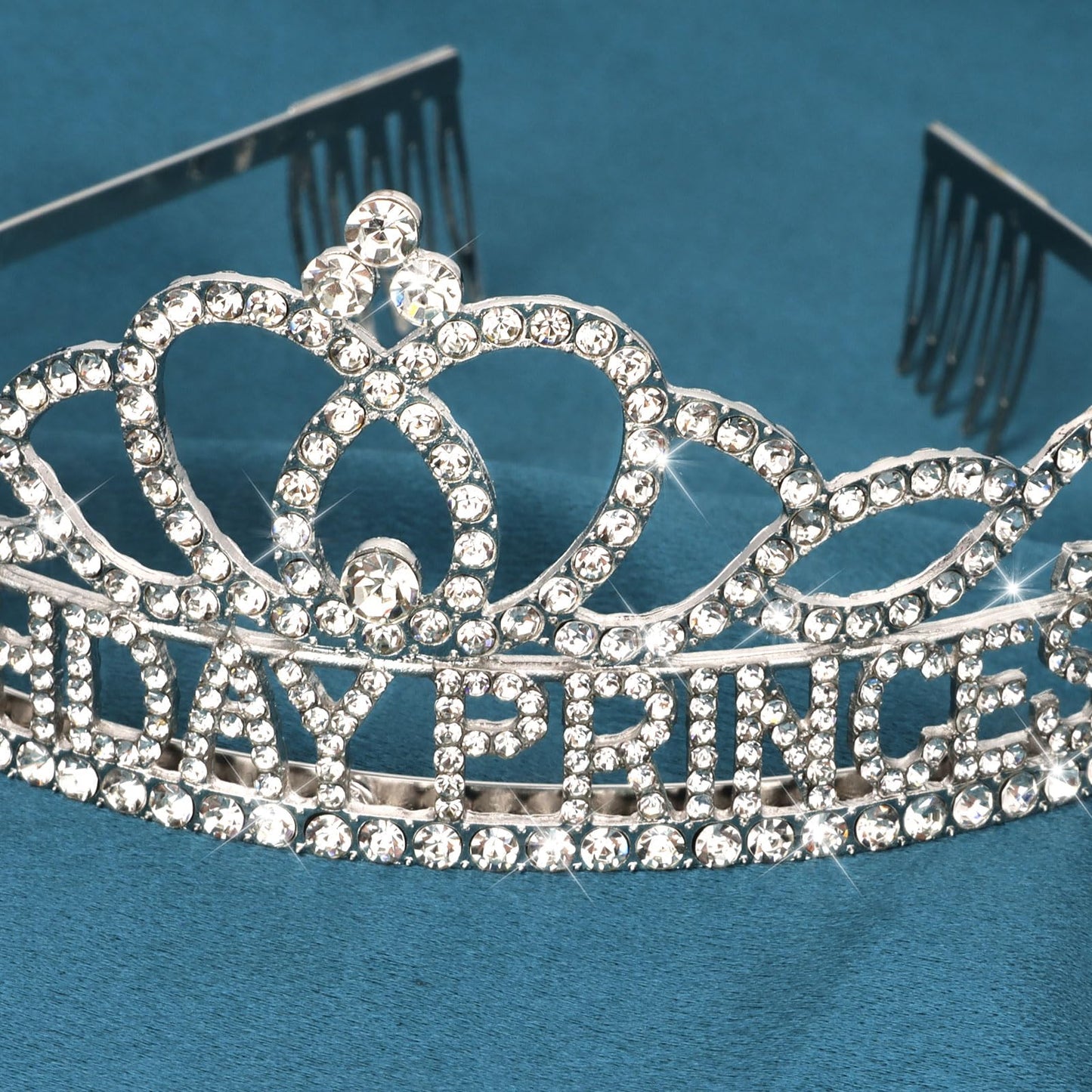 CIEHER Silver Birthday Princess Crown for Girls Birthday Decorations Princess Birthday Gifts