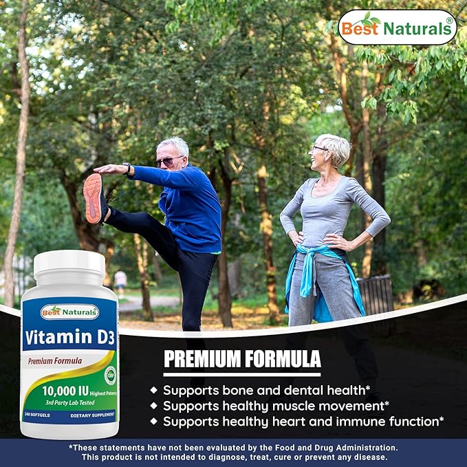 Best Naturals Probiotic 10 Strains & 30 Billion CFU & Vitamin D3 10000 IU