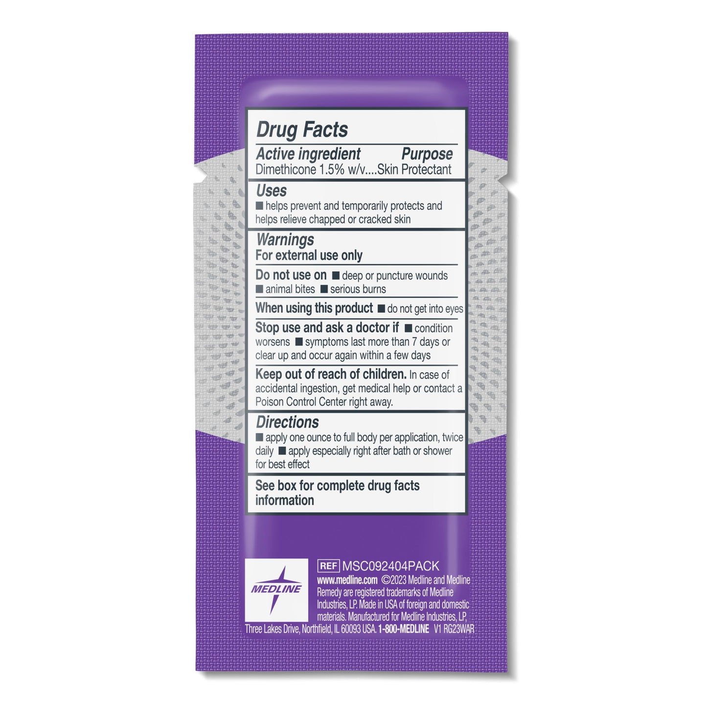 Medline Remedy Specialized Skin Cream, Scented, Advanced Moisturizing Formula for Dry Skin, 4 g Packet, Pack of 144