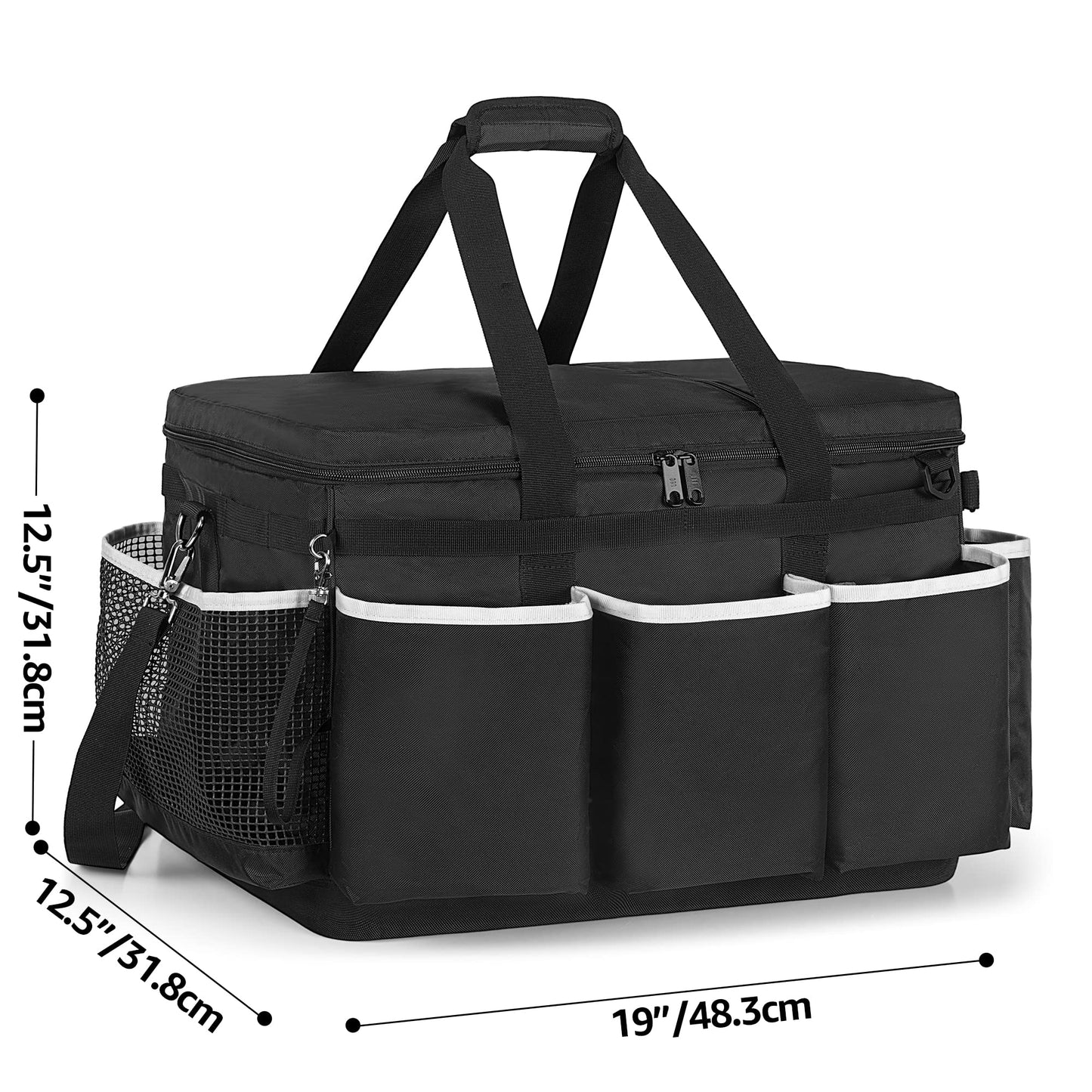 HODRANT Extra-Large Cleaning Caddy with EVA Hard Bottom, High Capacity Cleaning Supplies Organizer for Housekeeping & Home Work, Car Detailing Tools Tote Bag with Shoulder Strap, Patent Design