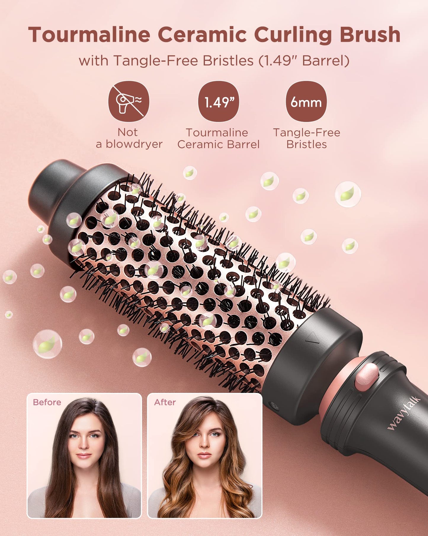 Wavytalk 5 in 1 Curling Iron Set + 1 Inch Negative Ion Flat Iron Hair Straightener (Purple)