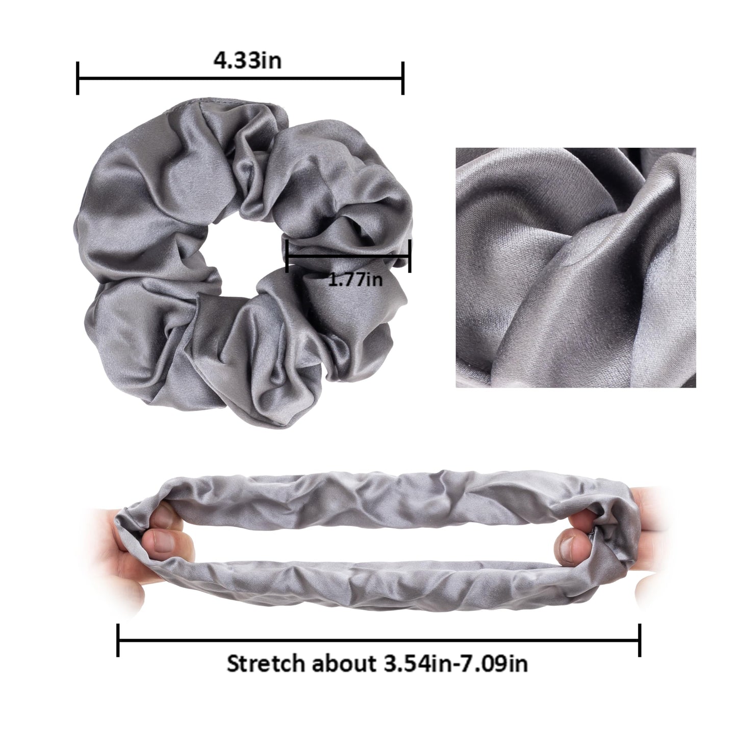 MurierSilk Mulberry Silk Hair Scrunchies & Ponytail Holders - 100% Pure Silk Elastics for Women & Girls, 4pcs Large Hair Accessories Preventing Frizz & Breakage