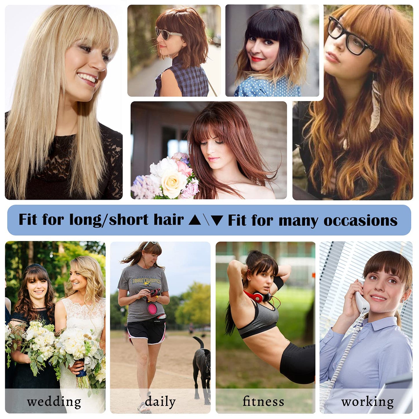 S-noilite 130% Density Human Hair Toppers with Bangs Hand Tied Silk Base Clip In Topper Top Hair Pieces For Women with Thinning Hair/Hair Loss Cover Gray Hair 10Inch 35g-Natural Black