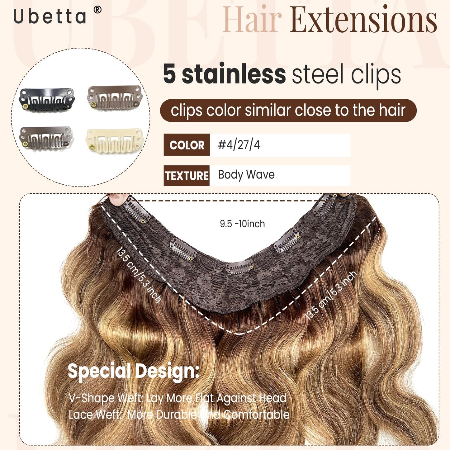 Clip in Hair Extensions,20 Inch Ombre Brown Balayage Caramel Blonde Hair Extensions Body Wave Clip in Hair Extensions Real Human Hair Clip ins Extensions Double Weft Hair Extensions for Thin Hair