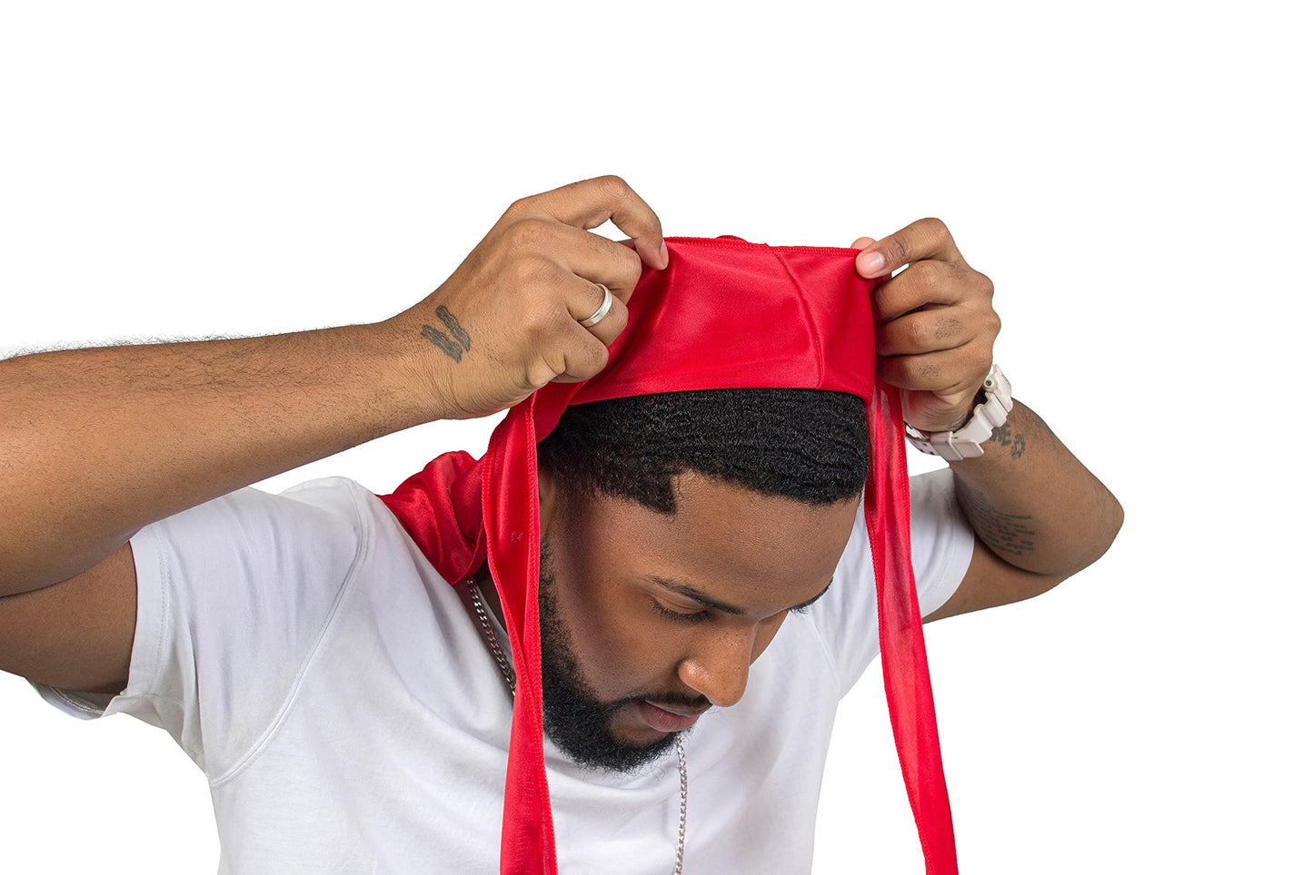 ForceWave Silky Durag for Men Wave Cap Satin Dorag for Men Women 360 Wave Red