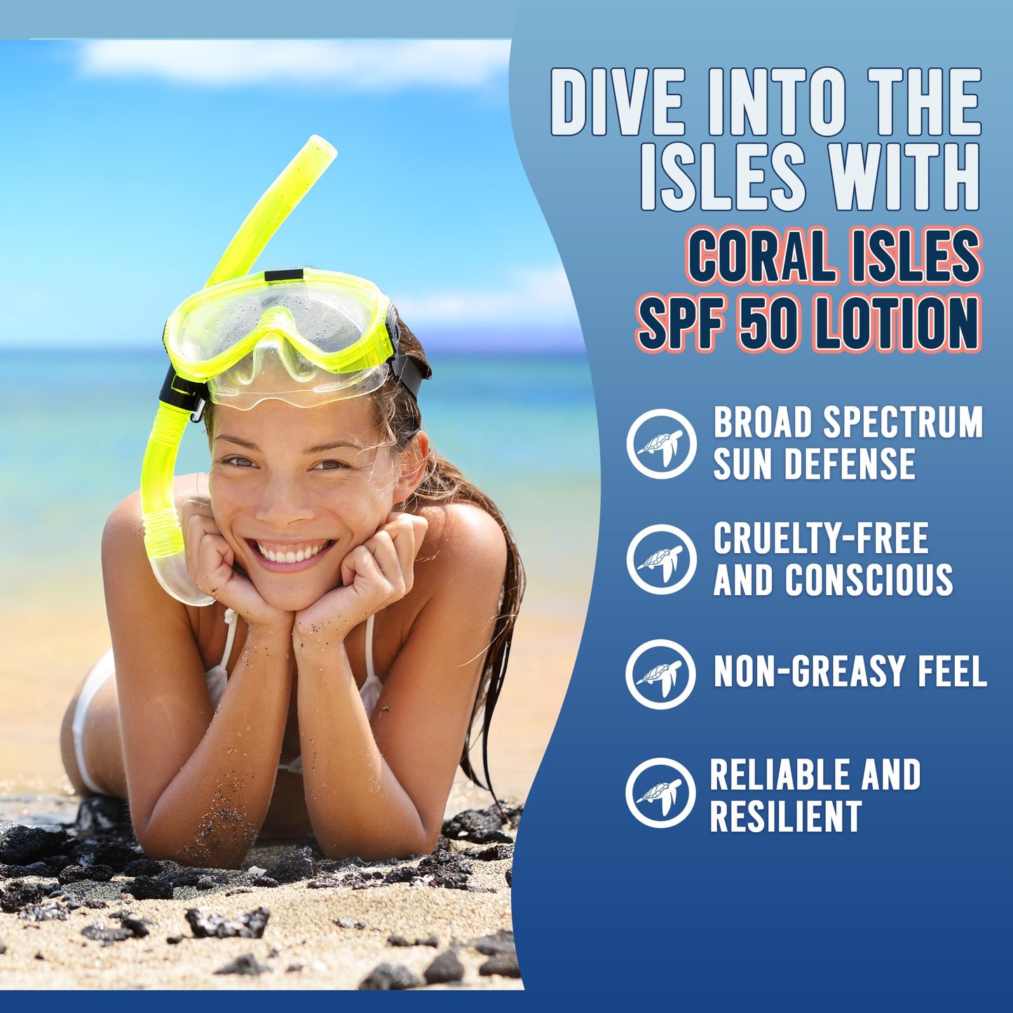 Coral Isles Sunscreen SPF 50 | Hawaii Compliant as Reef Safe | Octinoxate & Oxybenzone Free | Broad Spectrum UVA/UVB Protection | Water Resistant 80 Min. | Fragrance Free | 32 Fl Oz Quart w/Pump