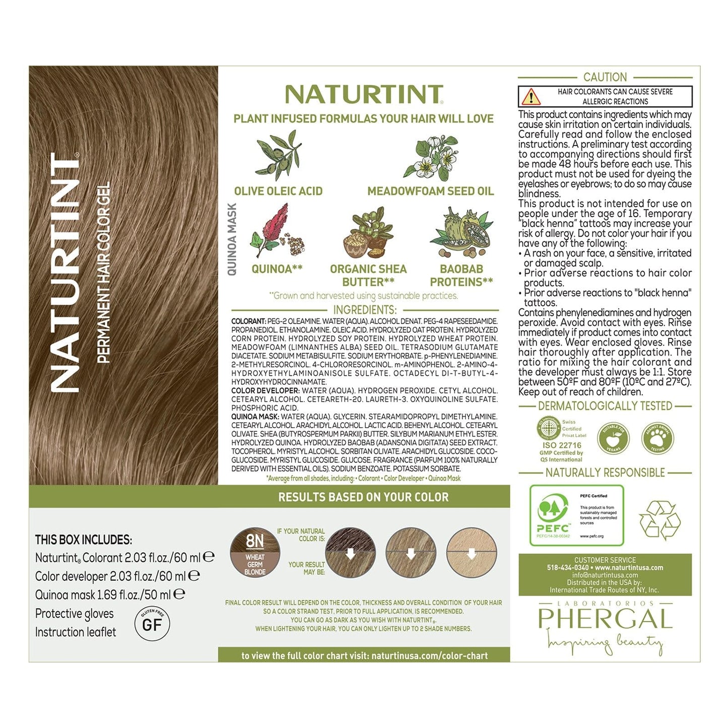 Naturtint 8N Wheat Germ Blonde Permanent Hair Color (Pack of 6), Ammonia Free, Vegan, Cruelty Free, up to 100% Gray Coverage, Long Lasting Results (Packaging may vary)