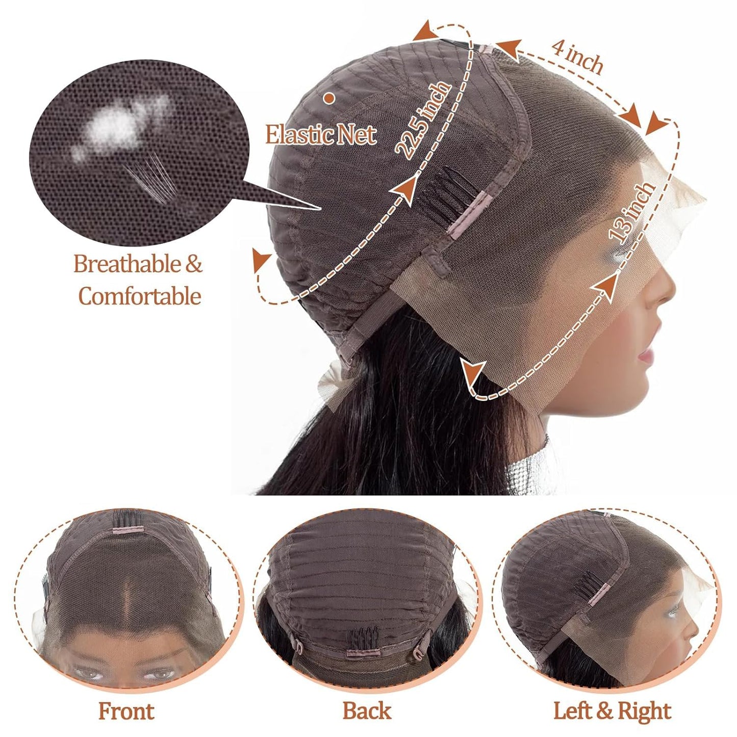 Lace Front Wigs Human Hair 13x4 HD Transparent Deep Wave Human Hair Lace Front Wigs for Women 180% Density Lace Front Wig Pre Plucked with Baby Hair Deep Curly Lace Frontal Wig Human Hair(22inch)