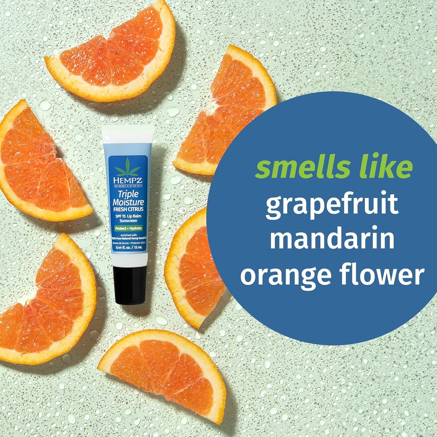 Hempz Hydrating Lip Sleeping Mask - Triple Moisture Fresh Citrus (.70 Oz.) | Overnight Hydrating Lip Balm with Triple Moisture SPF 15 Lip Balm, Ultra Hydrating Lip Care for Men or Women, .44 oz.