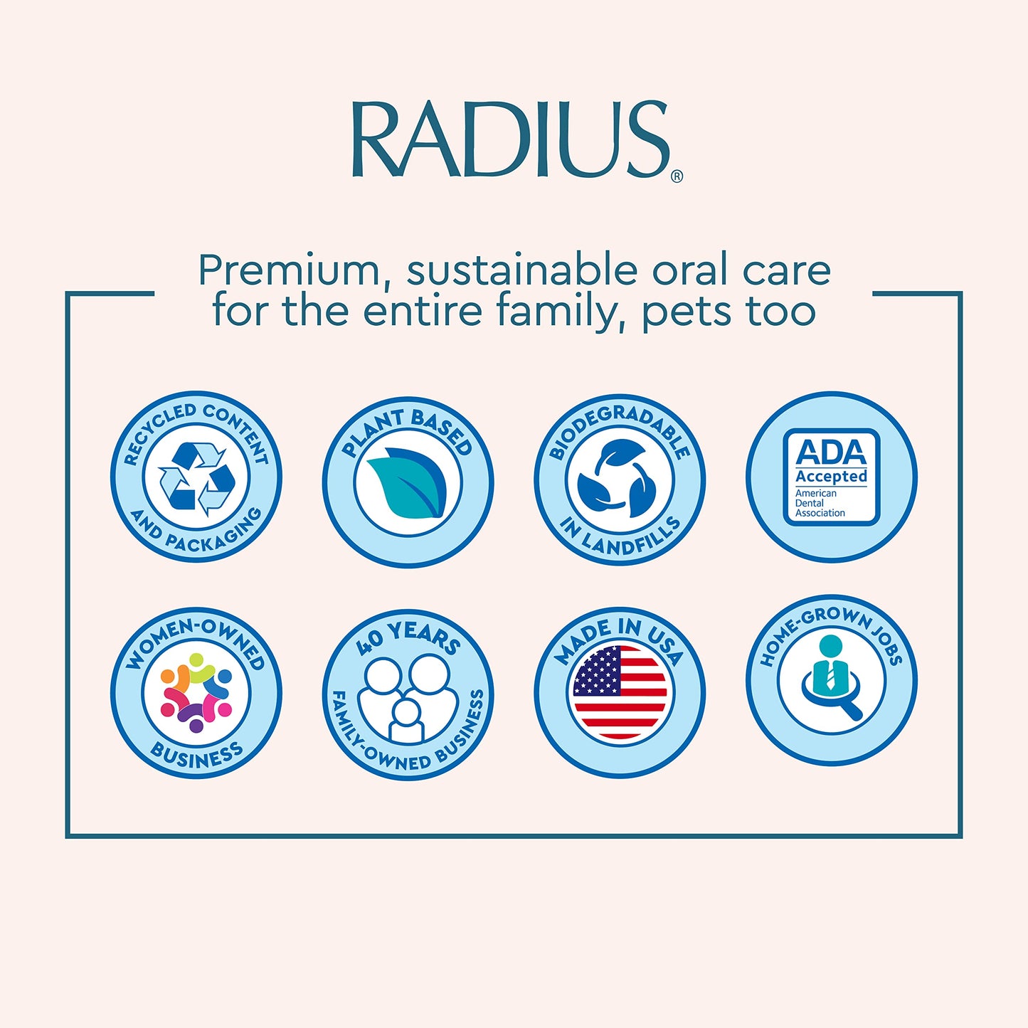RADIUS Toothbrush Original Big Brush, BPA Free ADA Accepted - Right Hand - Purple Brush with Purple Case
