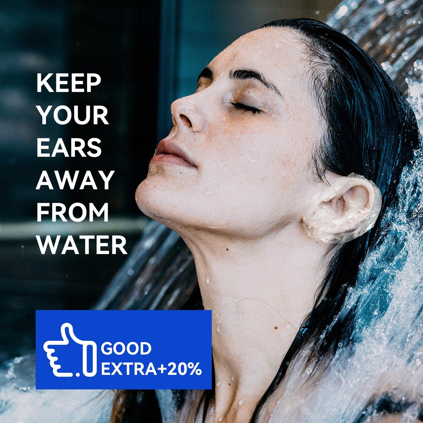 Disposable Ear Covers for Shower - Waterproof Plastic Ear Covers Ear Shower Caps, Bath Ear Covers Protectors for Hair Dye Cap Hair Dryer (500 Pcs)