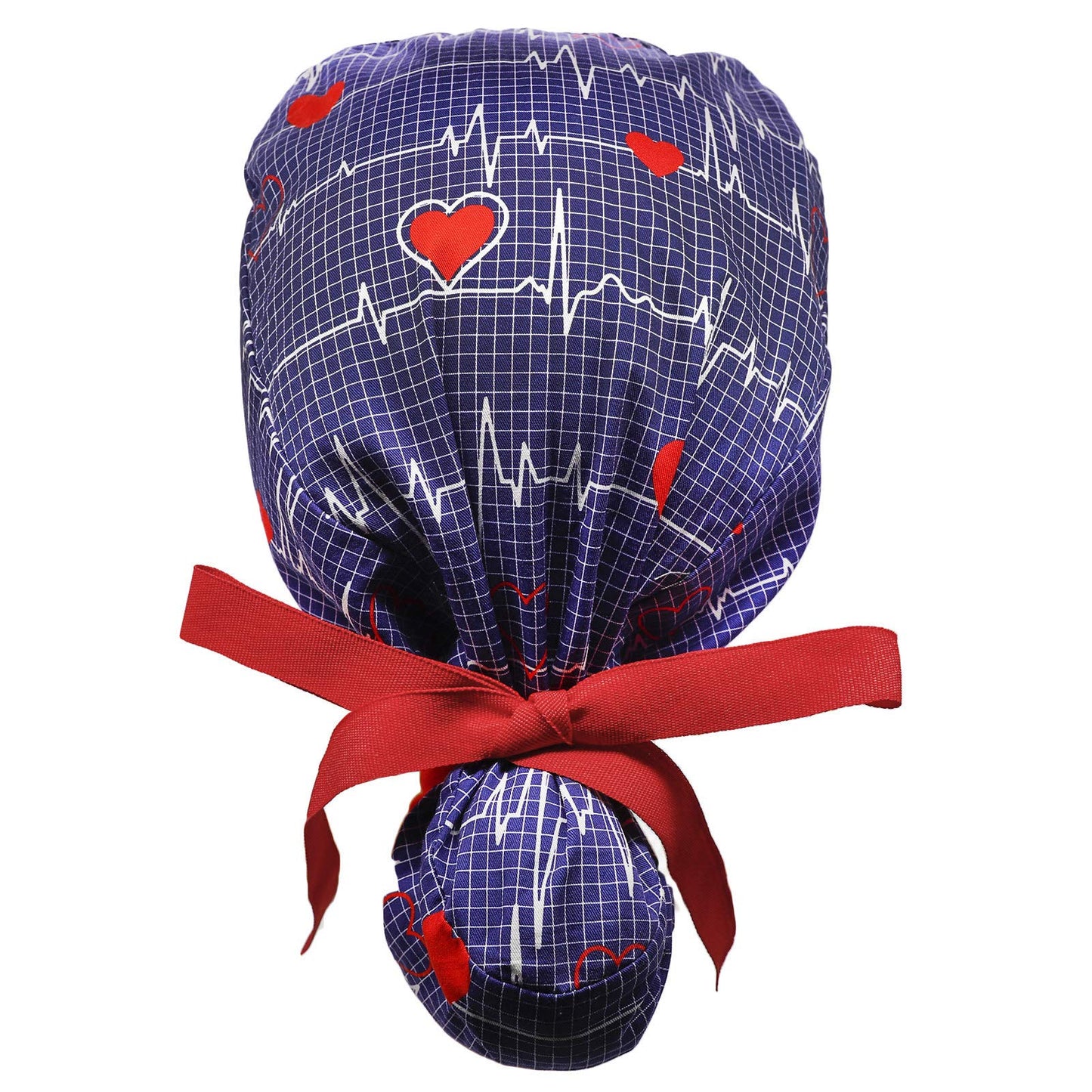 Hotme Working Cap with Buttons and Sweatband Adjustable Ribbon Tie Ponytail Hats for Women,Long Hair Head Covers Hair Caps