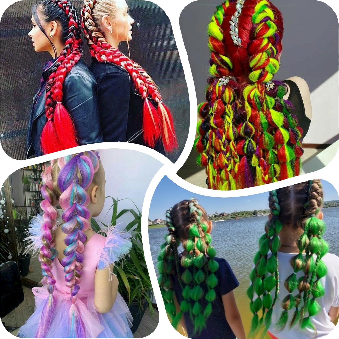 Menethe Hair Braiding Hair Pre Stretched 24 inch Colored Prestretched Braiding Hair Natural as Human Braiding Hair Extensions Crochet Hair Synthetic Crochet Braids(24Inch,Pink/White/Light Purple#).