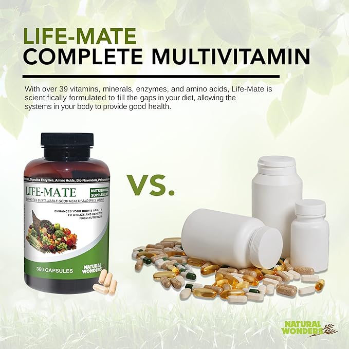 Natural Wonders Life Mate – Multivitamin Supplement | Prenatal Multi-Vitamins for Women with Nutritional and Immune Support | Energy Supplements for Men & Women (120 Capsules)