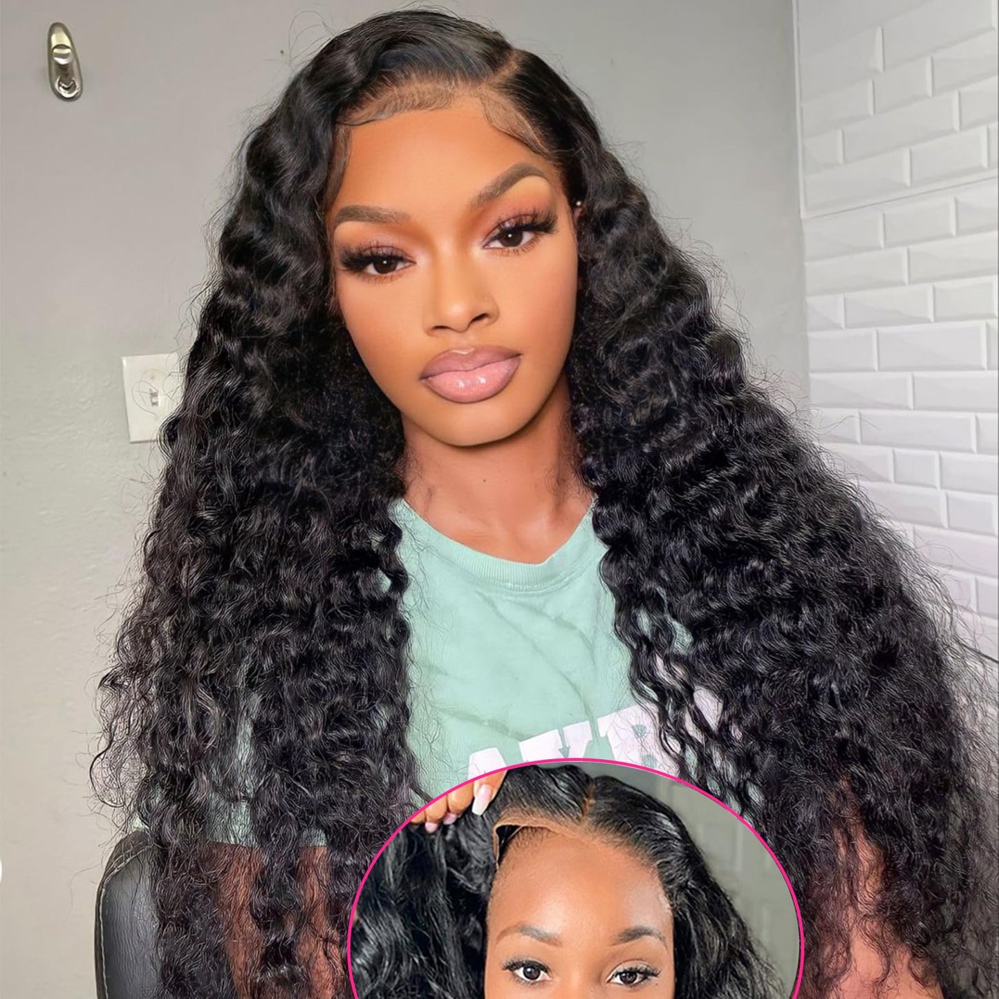 BeautyGrace 22Inch Glueless Wigs Human Hair Pre Cut Lace 4x4 Lace Closure Wigs Human Hair for Beginners Brazilian Virgin Deep Wave Lace Front Wigs Human Hair Natural Color(22Inch)