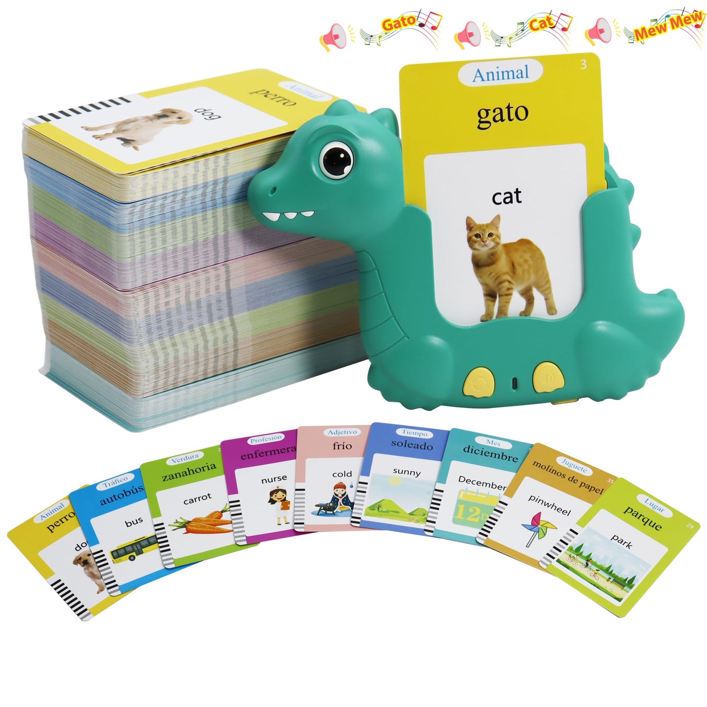 MAYAPHILOS Spanish and English Bilingual Talking Flash Cards with 510 Sight Words, Learning Toys for Toddlers Autism Learning Materials Montessori Toys for Toddlers