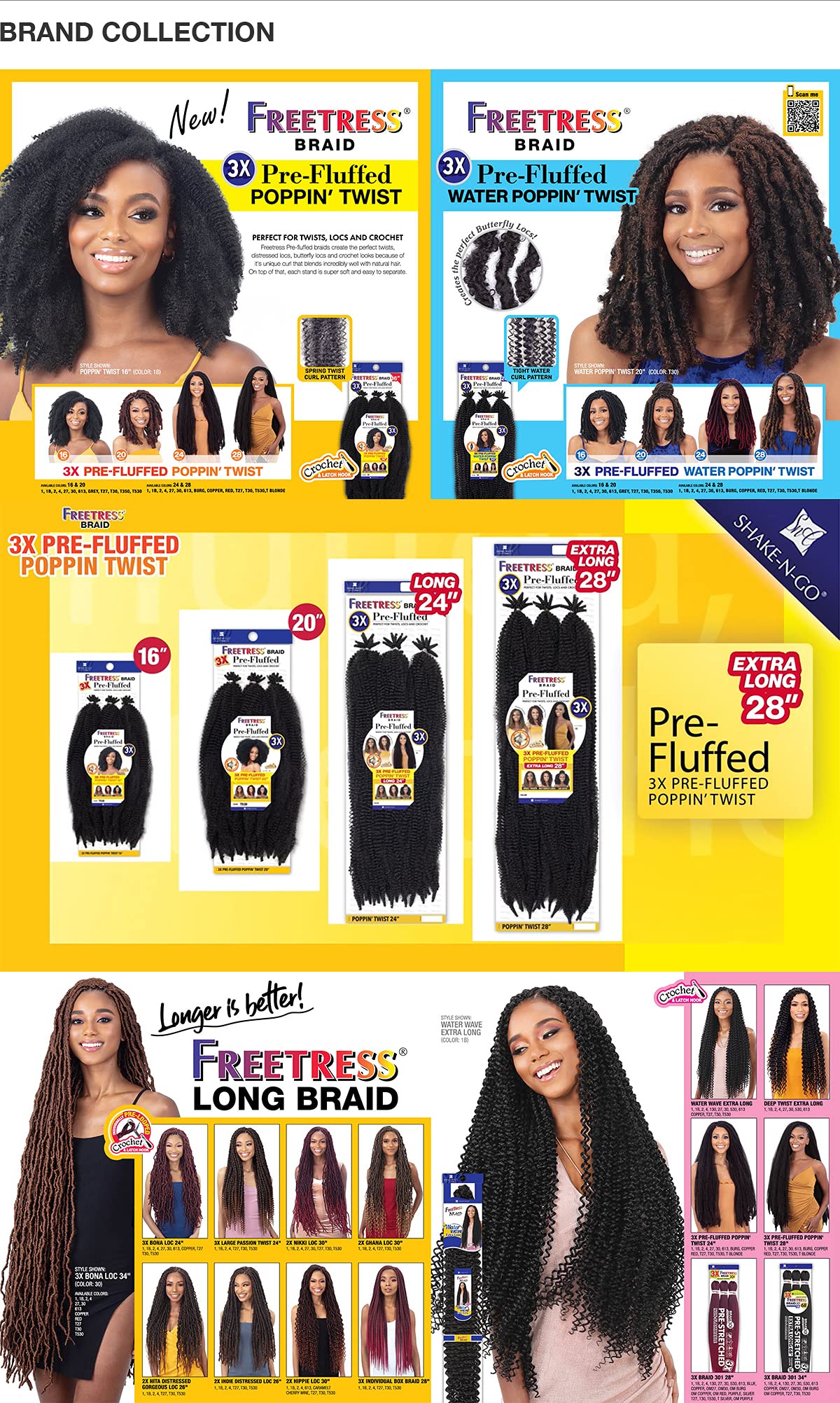 FreeTress Crochet Braids 3X Pre-Fluffed Poppin Twist 28" (3-pack, COPPER)