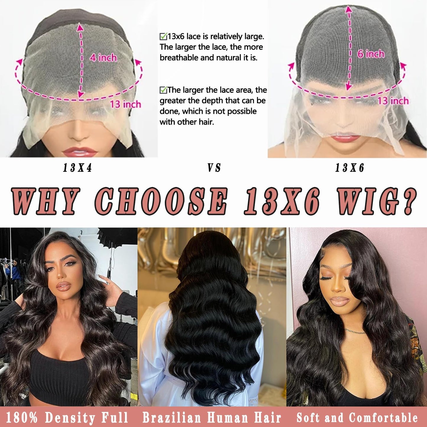 JIELIFA 13x6 Body Wave Lace Front Wigs Human Hair Pre Plucked Glueless Wigs Human Hair 180% Density HD Transparent Lace Frontal Wigs Human Hair for Black Women Body Wave Wig 20 Inch