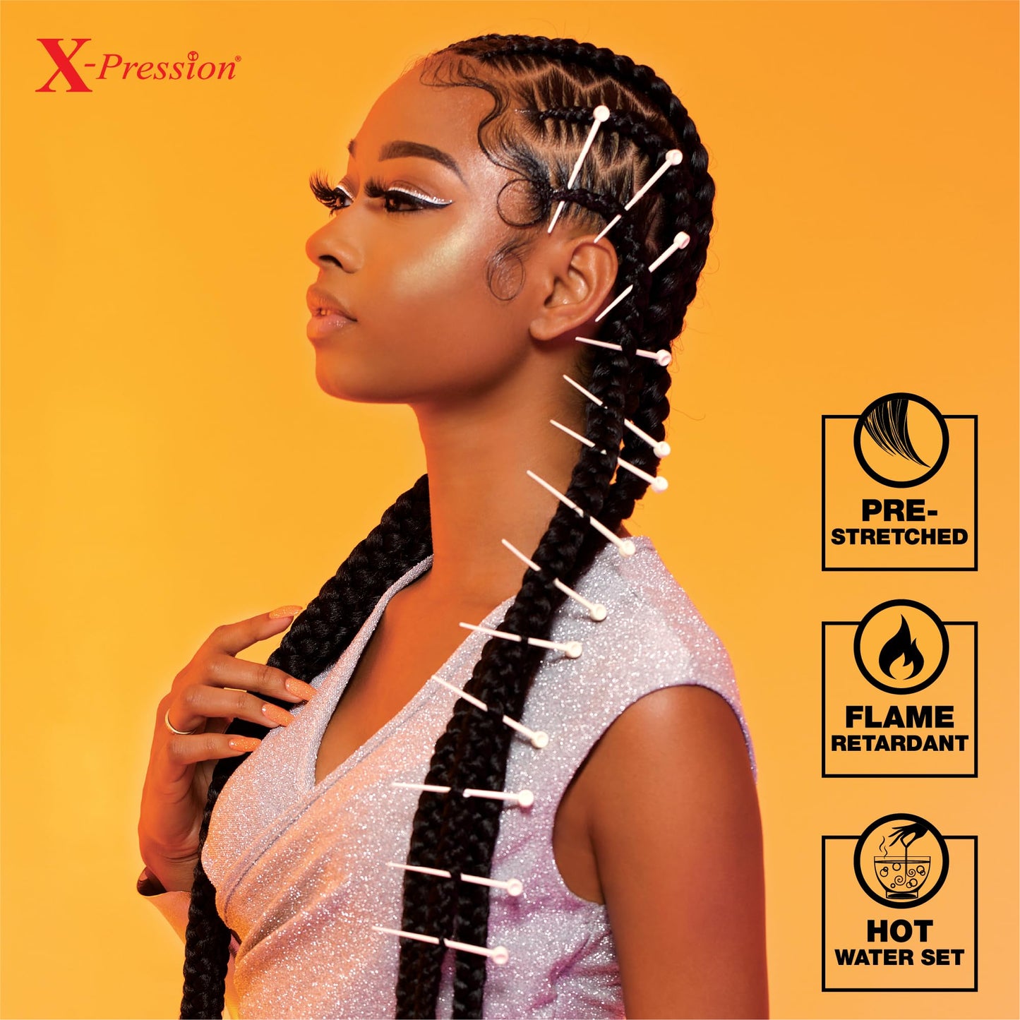 Sensationnel Xpression prestretched braiding hair - 3x xpression 58-inch flame retardant smooth yaki braid - 3x x-pression 58 inch (2 pack, 3T2/27/613)