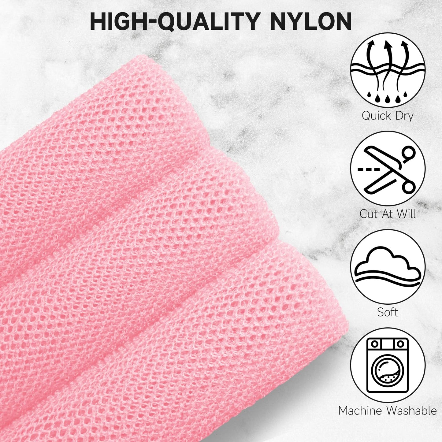 Metene 6 Pieces African Exfoliating Net, Colorful African Net Cloth, Long African Net Sponge Body Scrubber for Use in Shower, Bath Shower Wash Cloth for Skin Smoother Daily Use (Pink,Purple)