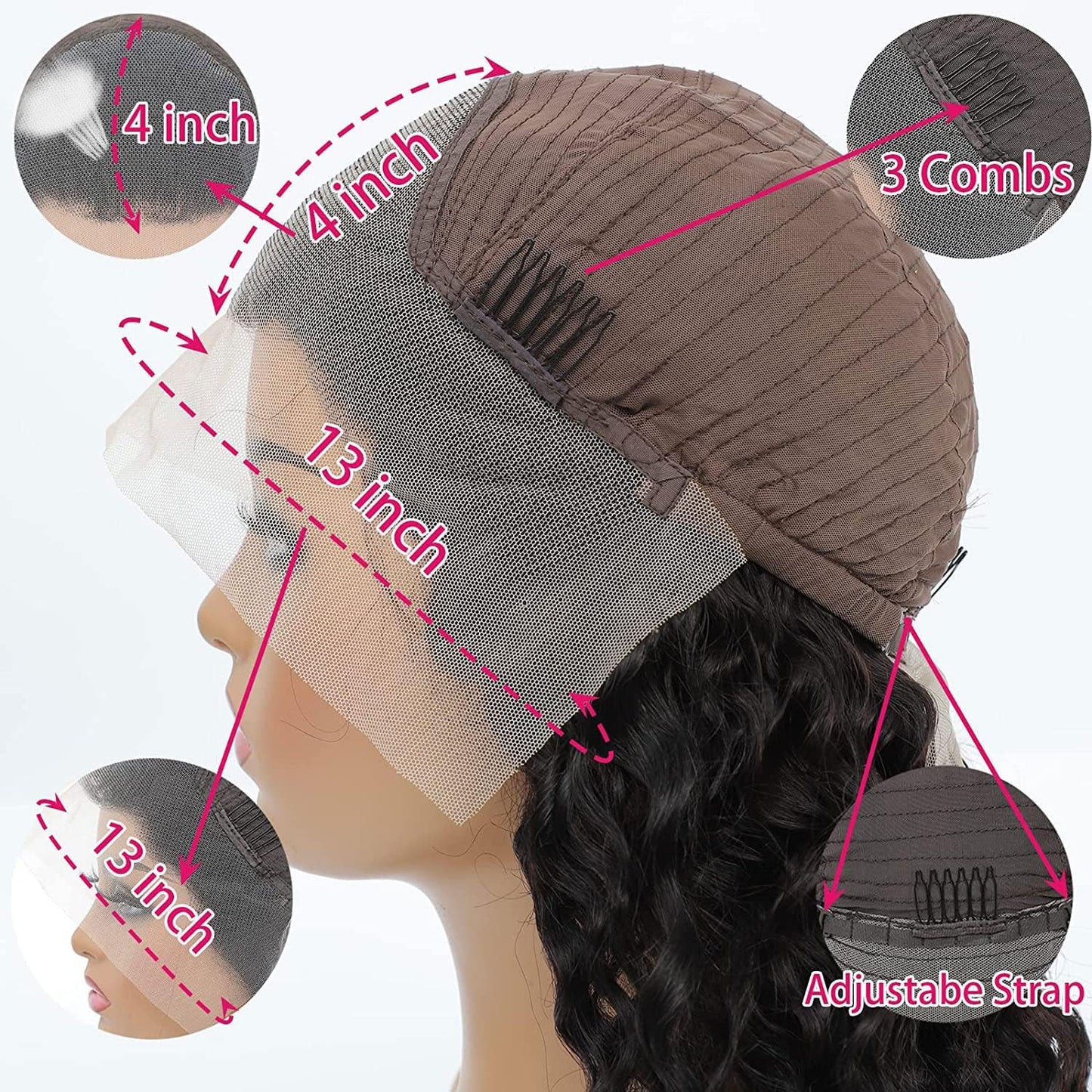 Lace Front Wigs Human Hair: 13x4 Deep Wave Lace Frontal Wigs Human Hair for Women 200 Density 20 Inch HD Transparent Glueless Deep Curly Lace Wigs Human Hair Pre Plucked with Baby Hair Natural Black