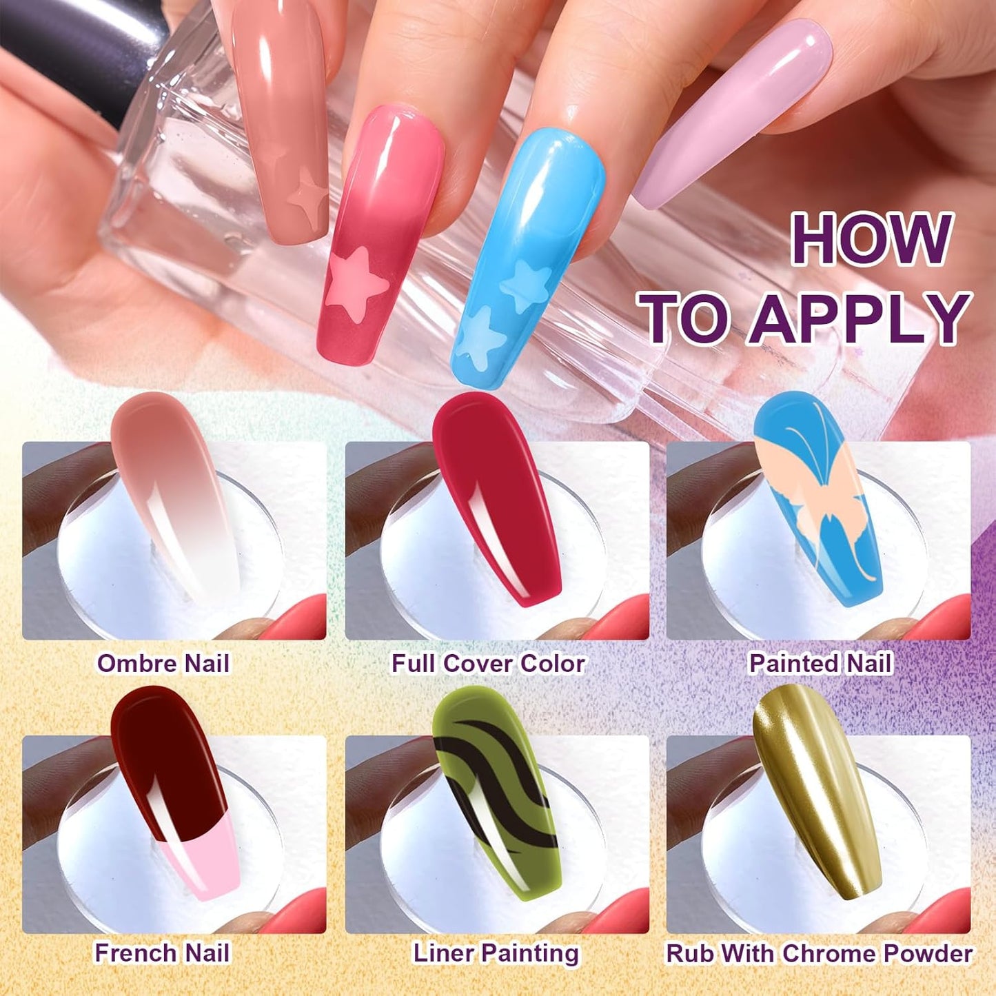 Gradient Painting Gel, 9 Colors Ombre Gel Nail Polish for Pigment Pat Nails Aura Nails French Manicure Soak Off UV Long-lasting Home Salon DIY Nail Art Canyon Bloom