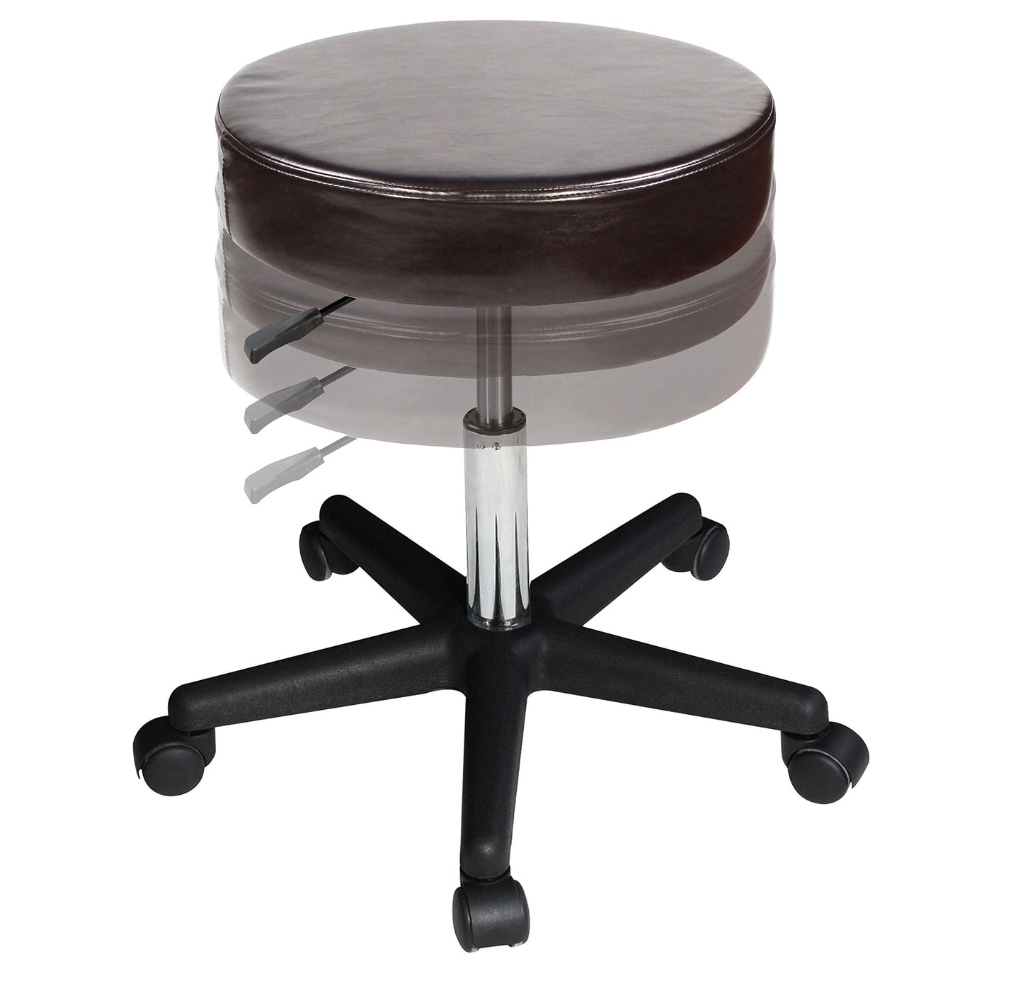 Height Adjustable Rolling Swivel Hydraulic Stool in Coffee for Salon,Beauty, Home and Office