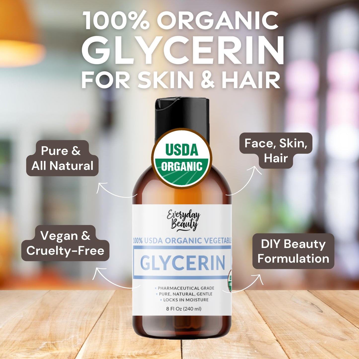 100% Organic Glycerin – USDA Certified - Perfect for DIY Beauty Products, Crafts