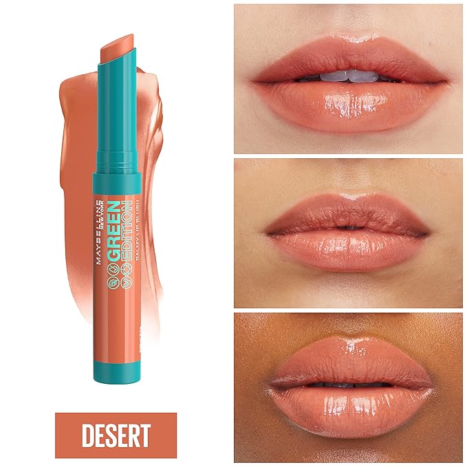 MAYBELLINE New York Green Edition Balmy Lip Blush, Formulated With Mango Oil, Desert, Yellow Nude, 1 Count (Pack of 2)