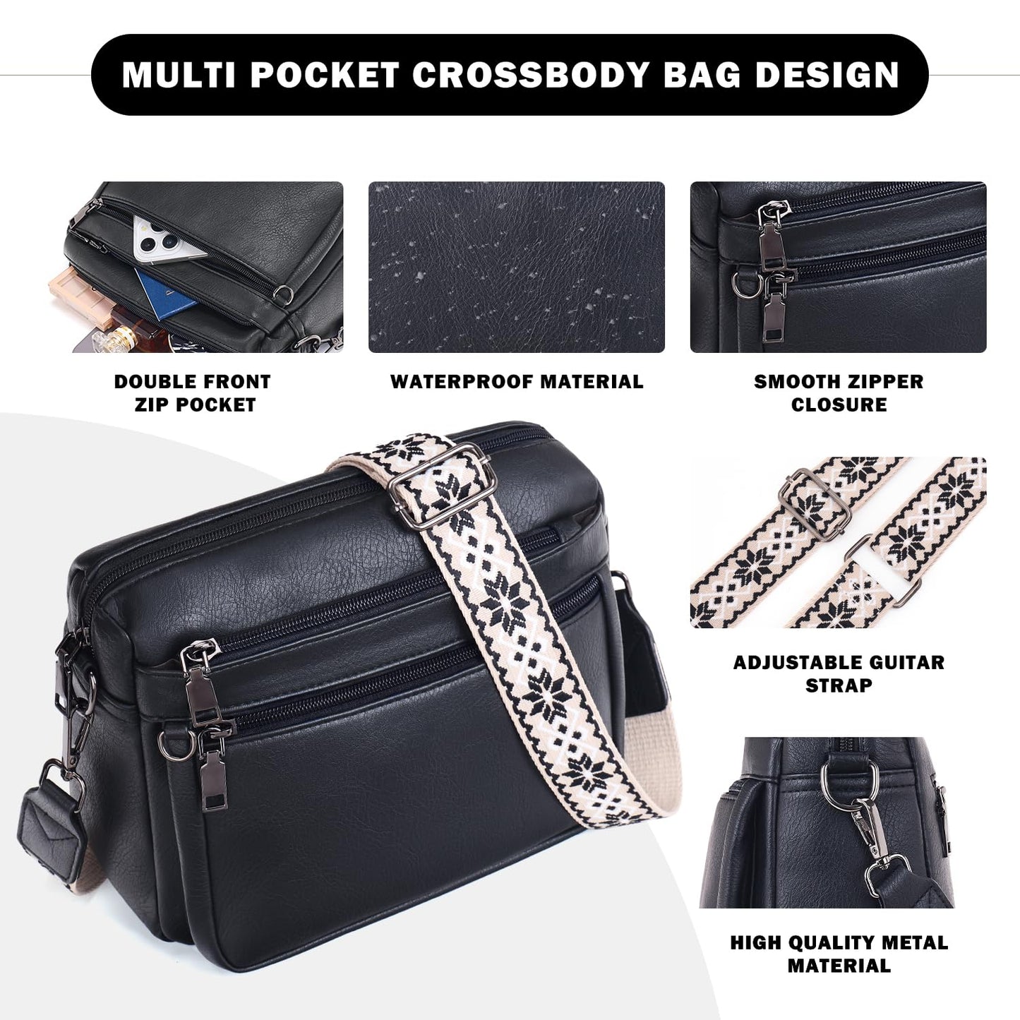 ATERITSSI Crossbody Purses for Women Trendy,Vegan Leather Crossbody Bags,Cell Phone Camera Shoulder Handbags with Card Slots