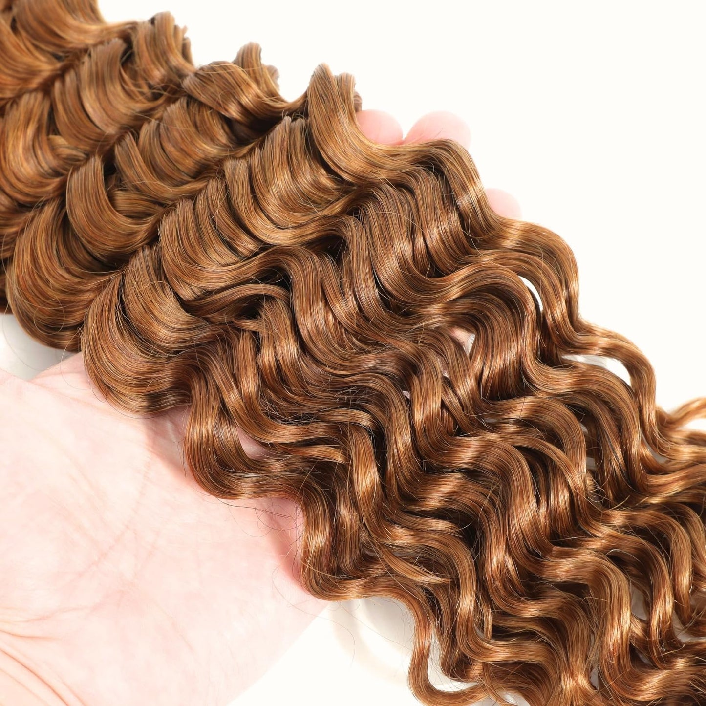 MOMOSHERO Deep Wave Human Hair Bundles Color 30 Light Auburn Curly 3 Bundles Human Hair 12 14 16 Inch, 100% Unprocessed 10A Virgin Remy Bouncy Wholesale Hair Brown Curly Sew In Hair Bundles Human Hair