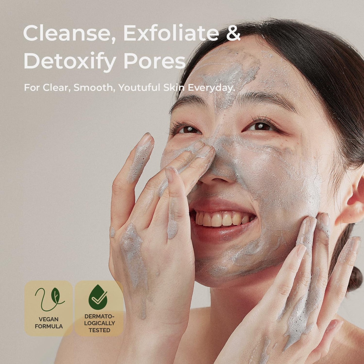 MOTHER MADE Charcoal Clay Enzyme Powder Vegan Facial Cleanser 2 EA with Salicylic Acid, Vitamin C, Hyaluronic Acid, Super Gentle Exfoliating Face Scrub, Pore Cleansing Exfoliant