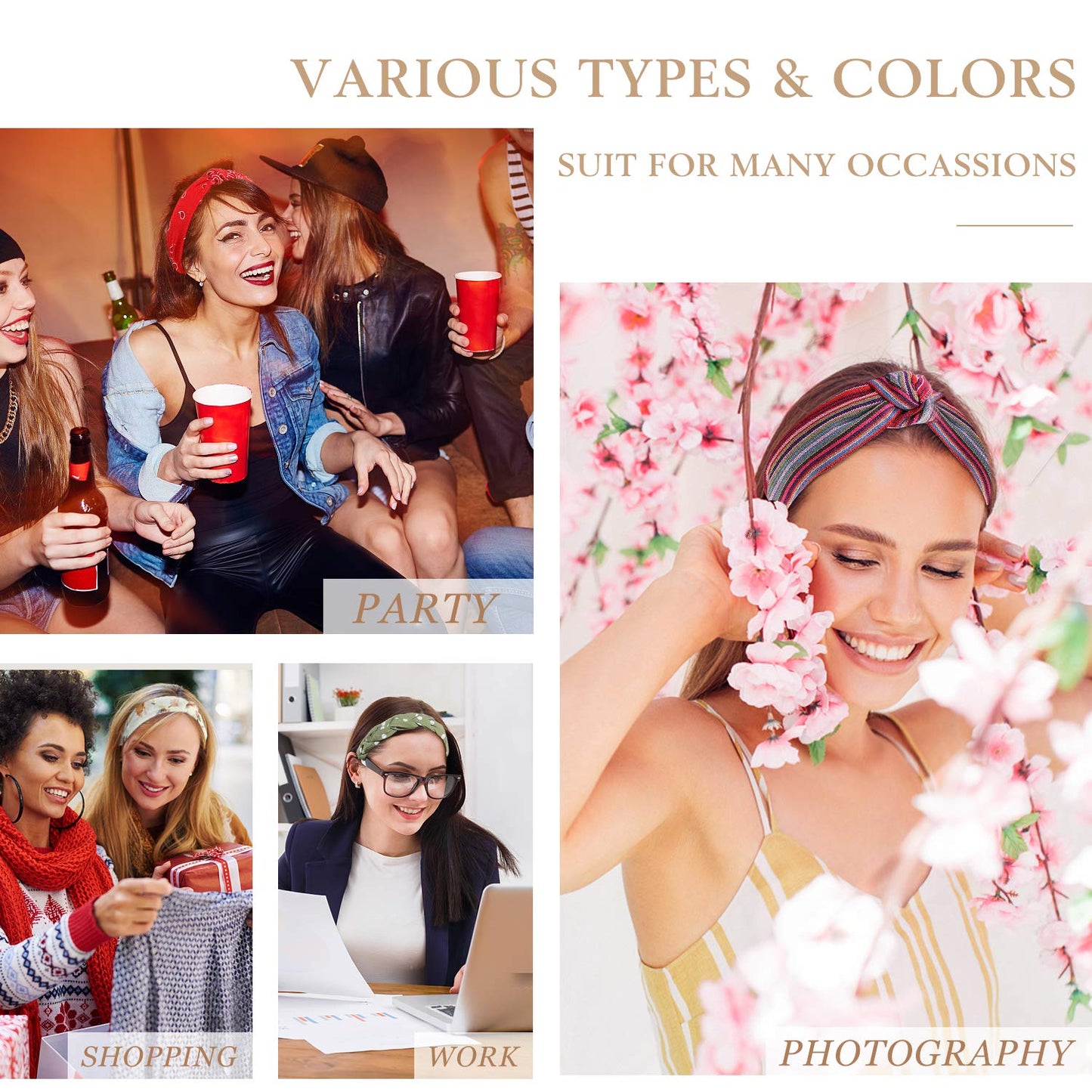 Gloppie Headbands for Women Knotted Headbands Womens Fashion Hair Accessories Workout Hairbands 3 Pack