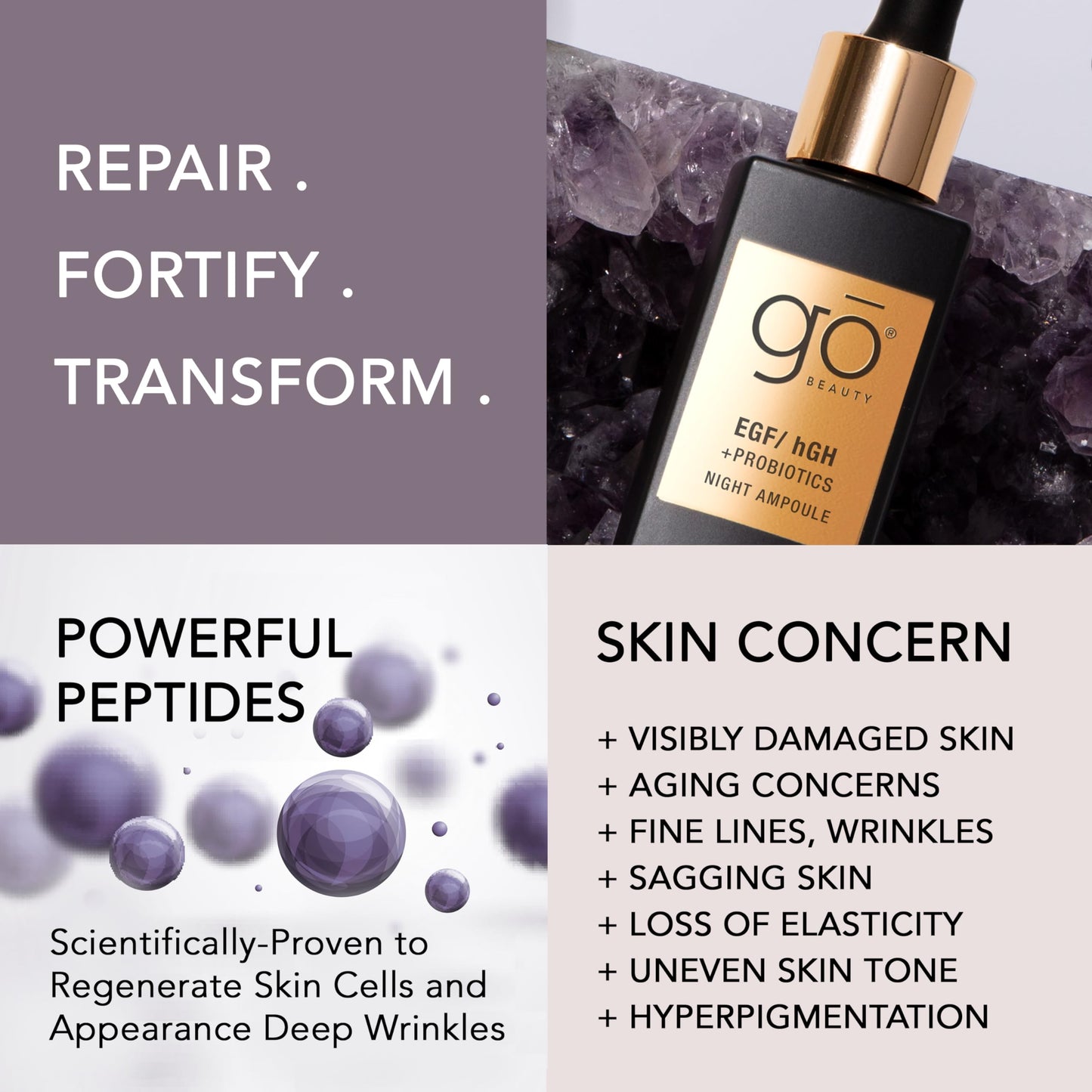 Go Beauty Double EGF Peptides Repairing Serum – with Active Prebiotics, Snail Secretion & Arbutin – for Aging, damaged Skin, Collagen Production & Skin Elasticity – Modern Miracle, 1 fl. oz.