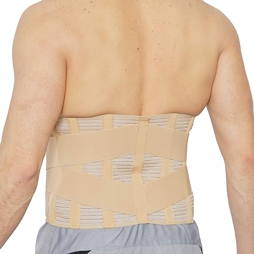 NeoTech Care Adjustable Compression Wide Back Brace Lumbar Support Belt (Charcoal, Size XL)