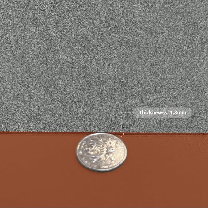 Leather Table Cover,1.8mm Thick,12x78 Inch Table Protector,Glass Table Protector,Table Sticker Cover,Desk Covers On Top of Desks.(Brown+Gray,12x78)