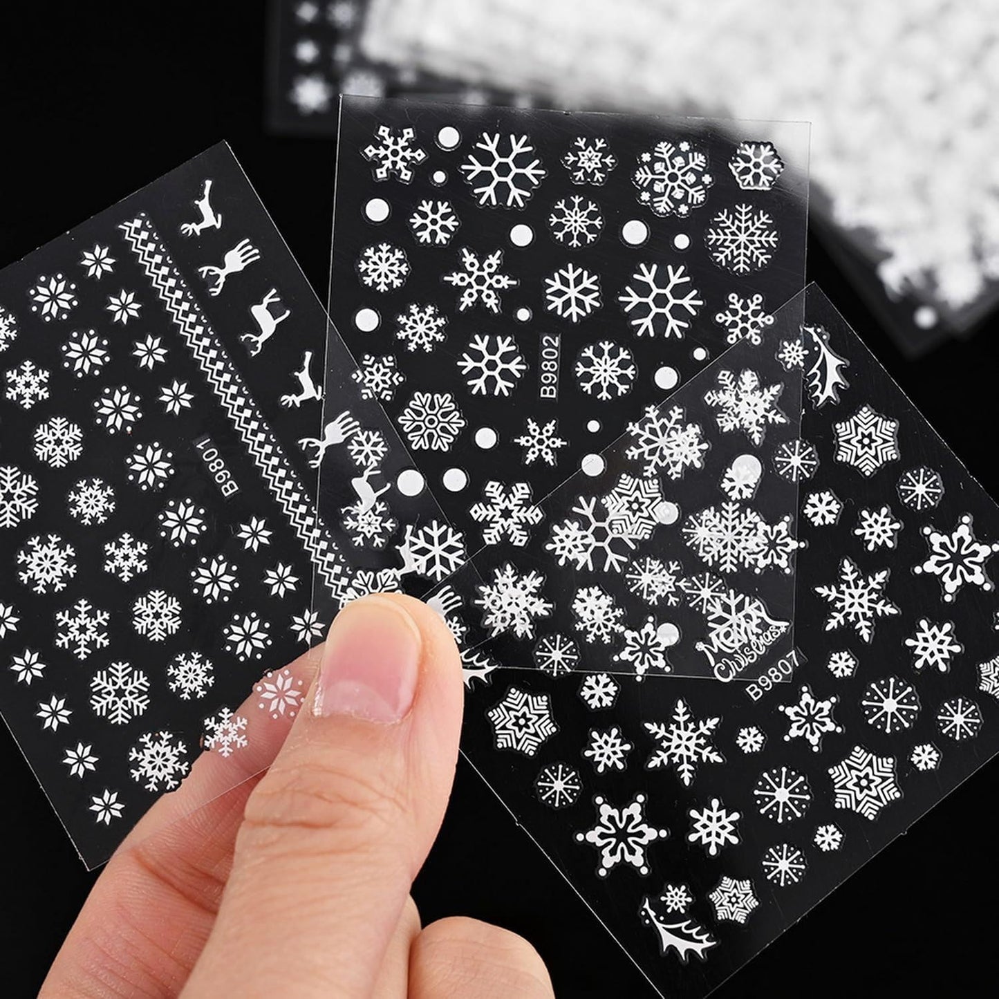 30 Sheets Holiday Nail Art Stickers 3D Self-Adhesive Christmas Nail Decals - Elk, Snowman, Snowflake for Manicure Decorations - Supplies for Women Girls
