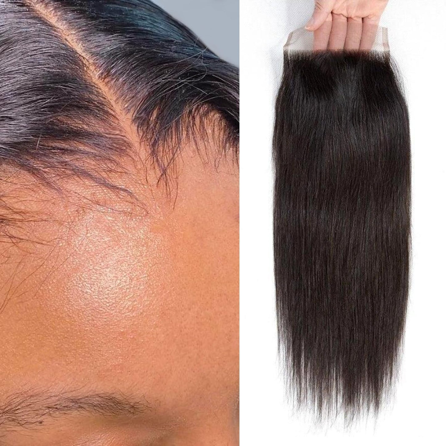 FalaFala SKINLIKE 4x4 Real HD Closure Straight Human Hair Free Part Swiss HD Lace Melted Pre Plucked with Baby Hair Undetectable Serrated Edge Frontal Closures Only 20 Inch
