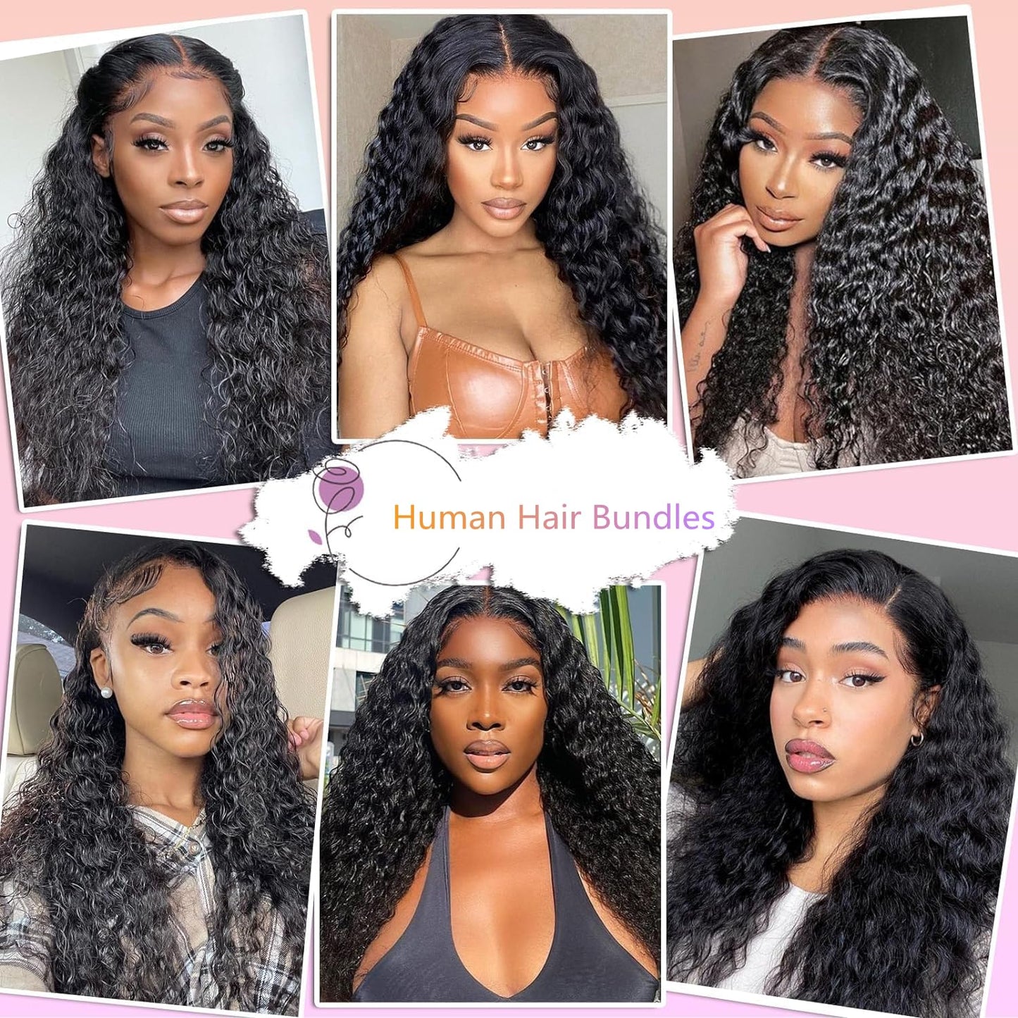 Ladiaryf Water Wave Bundles Human Hair Water Wave 3 Bundles Soft Brazilian Virgin Human Hair Bundles 100% Unprocessed Thick Wet and Wavy Hair Bundles Natural Black 300g 14 16 18 Inch