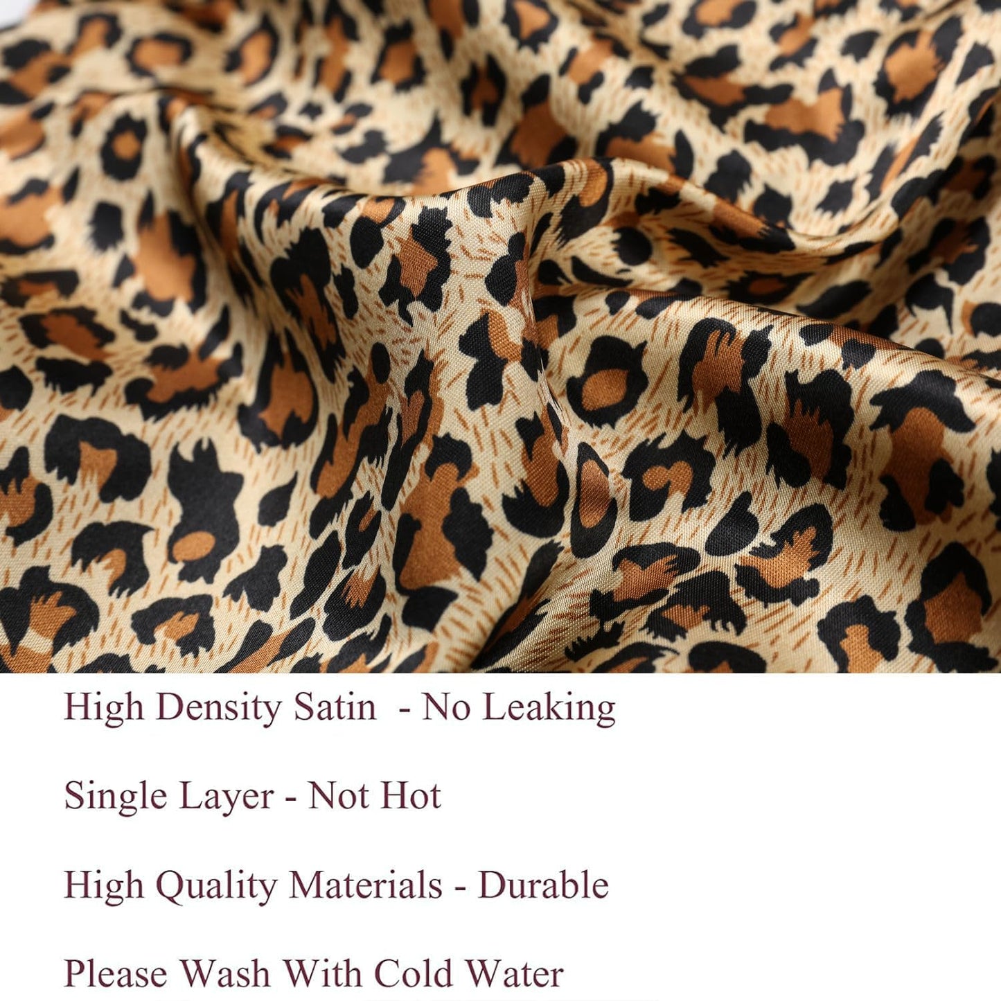 Isshin Beauty Satin Silk Bonnet Hair Cap: Long Bonnets with Elastic Tie Band Adjustable Straps Jumbo Size (Leopard)