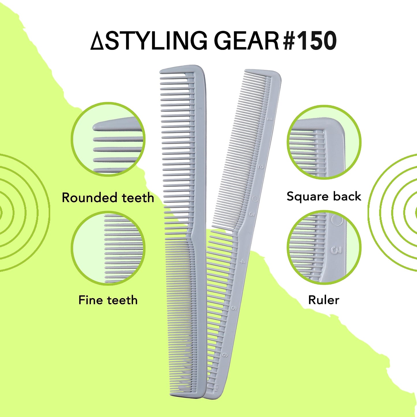 Styling Gear 150 Hair Combs Barber Comb Set Combs For Men Combs For Women Combs For Hair Stylist Beard Mustache Styling Pocket Comb Made In USA 12 Piece. (Gray)