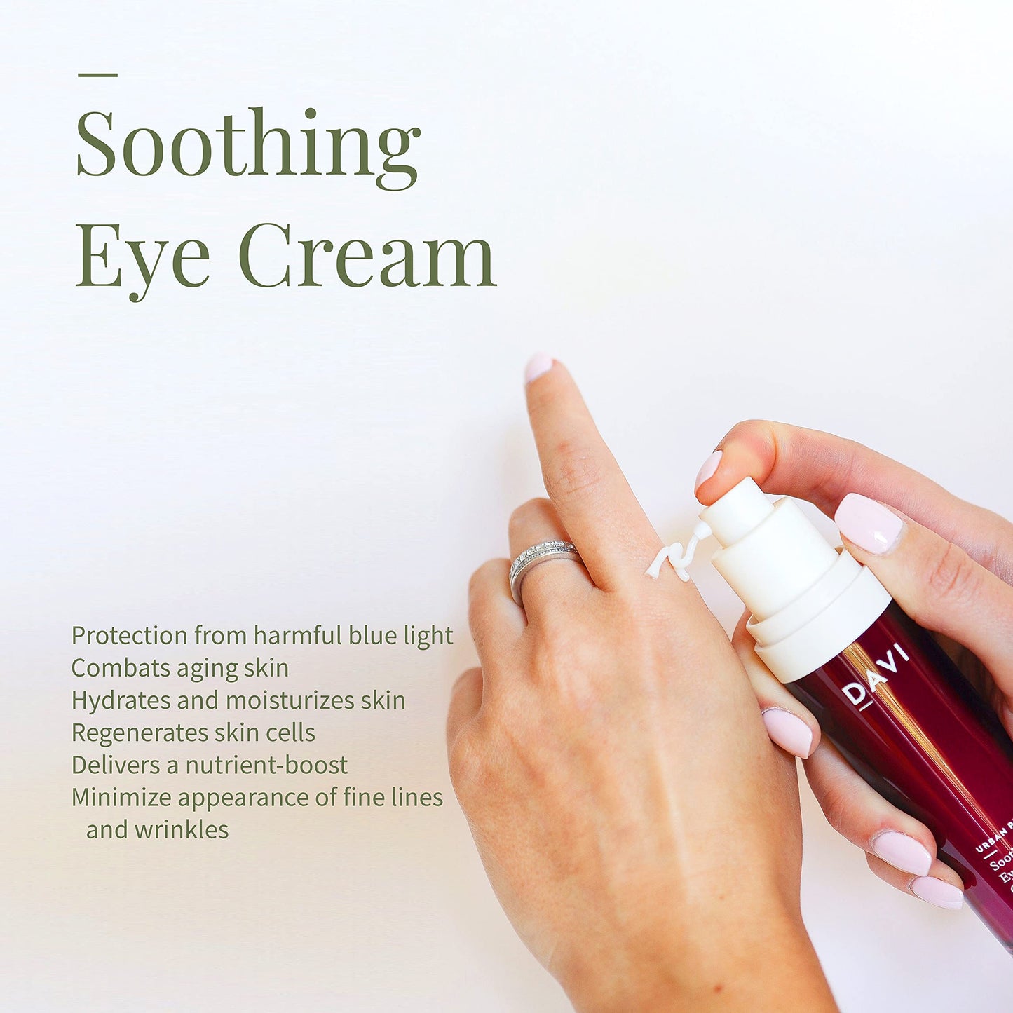 DAVI Soothing Eye Cream with Blue Light Protection | Under Eye Cream for Dark Circles and Puffiness | Anti-Aging Eye Cream for Dry Skin | All Natural | Non-GMO | Paraben-Free | Cruelty-Free | 1 Fl Oz