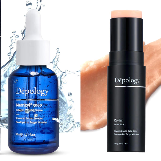 Depology MATRIXYL® 3000 Serum, Caviar Multi Balm Stick, Hydrating Serum Stick for Refined Wrinkle Appearance