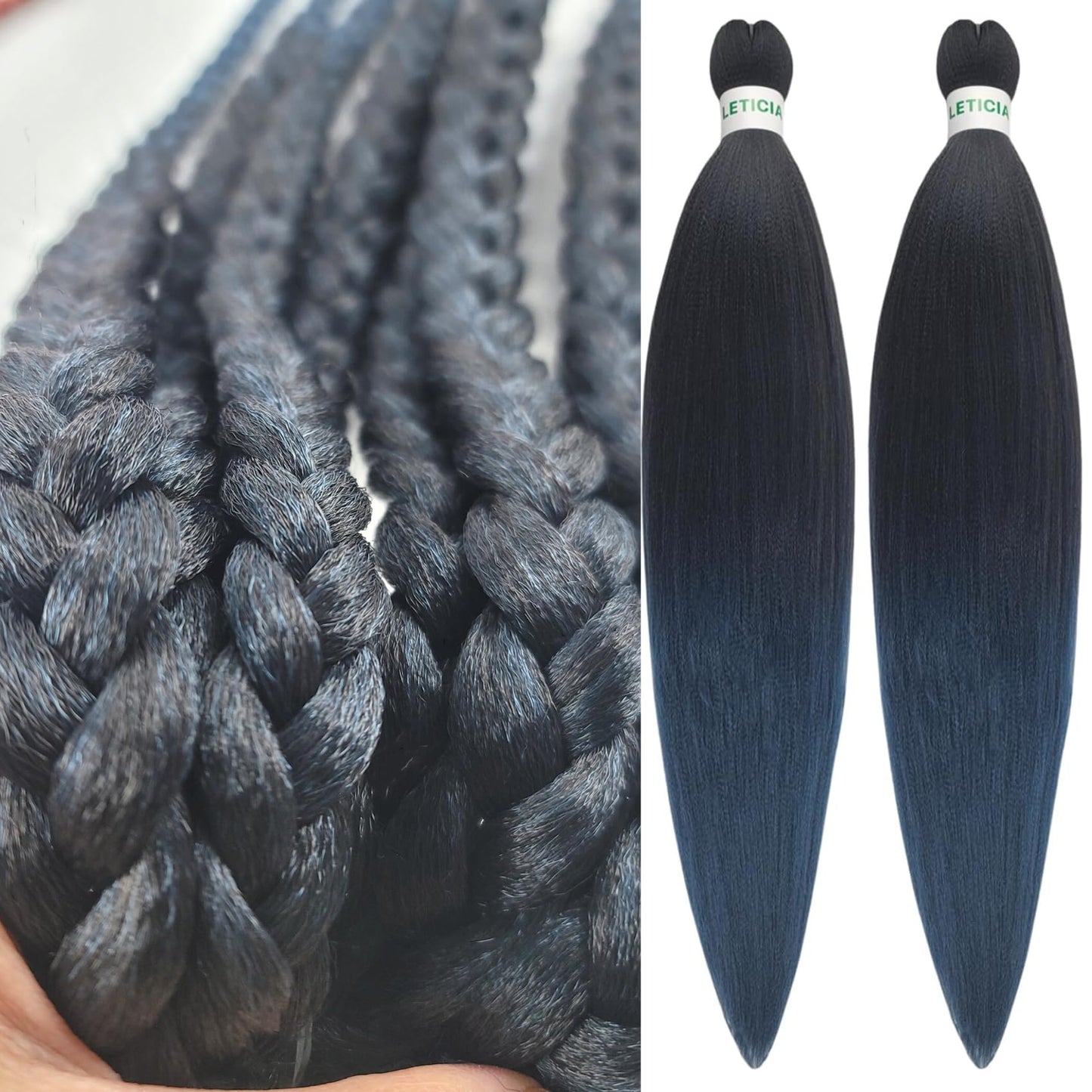 Navy Blue Braiding Hair Pre stretched Kanekalon Prestretched Braiding Hair Ez Braid Colored Braiding Hair Extensions Knotless