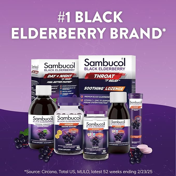 Sambucol Black Elderberry Tablets with Vitamin C & Zinc - Immune Support Supplement, Black Elderberry with Zinc and Vitamin C Effervescent Tablets, High Antioxidants, Drink Fizzies- 30 Count