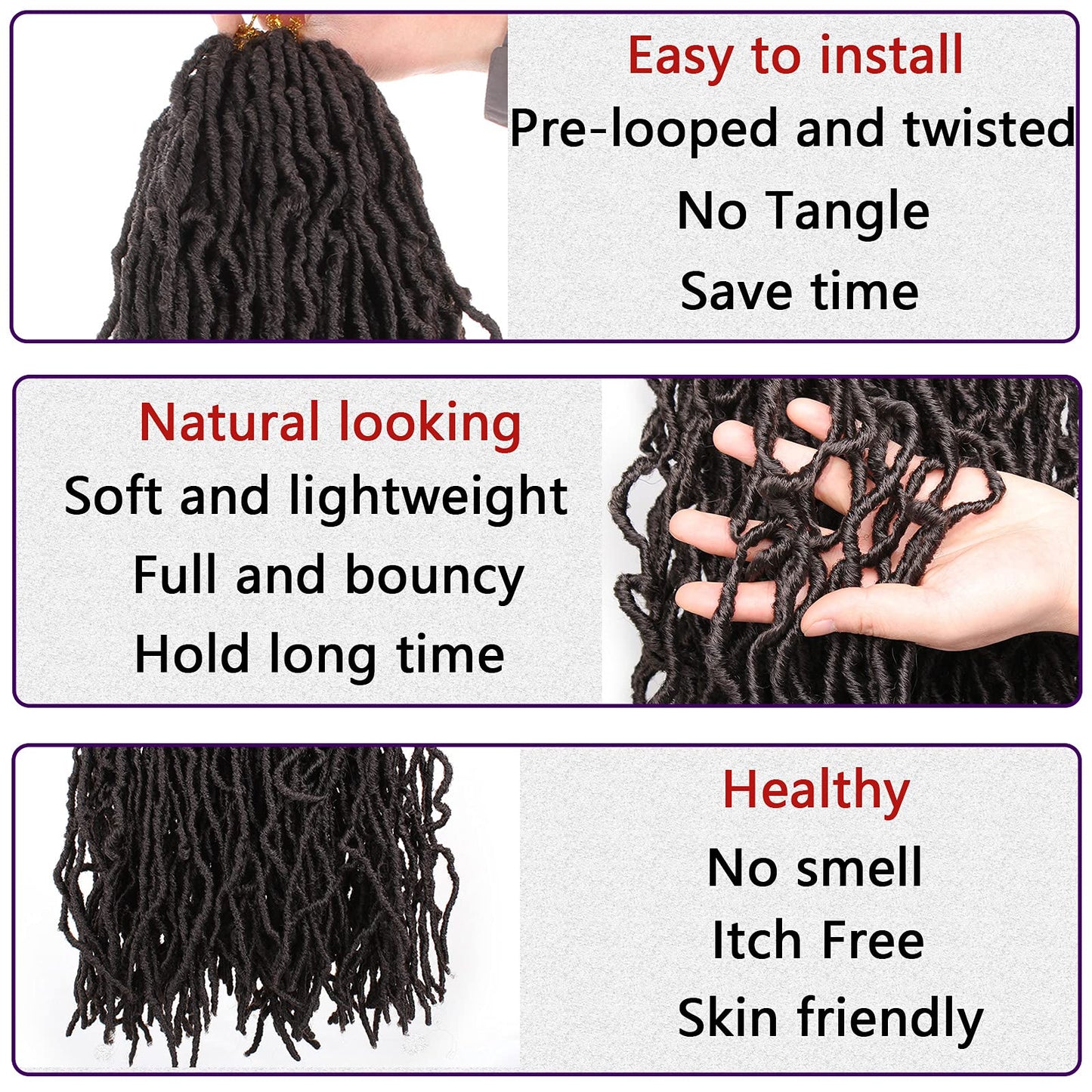 Leeven New Faux Locs Crochet Hair 24 Inch Distressed Soft Locs 3 Packs Chocolate Brown Natural Butterfly Locs Boho Goddess Crochet Locs Pre Looped Curly Synthetic Hair for Black Women #4